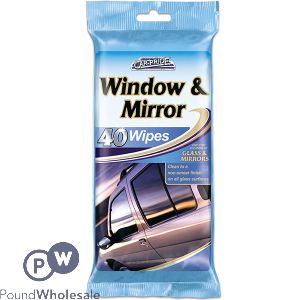 CAR-PRIDE WINDOW & MIRROR WIPES 40 PACK