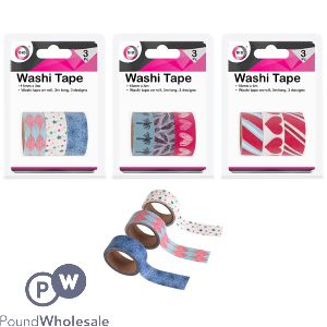 DID WASHI TAPE 15MM X 3M 3 PACK ASSORTED