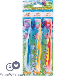 Claradent Assorted Colour Soft Bristle Children&#039;s Toothbrushes 3 Pack