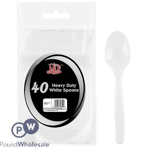 Deluxe Disposable Heavy Duty White Spoons 40 Pack