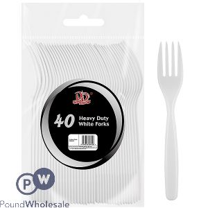 Deluxe Disposable Heavy Duty White Forks 40 Pack