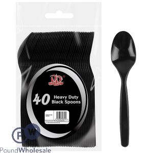 DELUXE DISPOSABLE HEAVY DUTY BLACK SPOONS 40 PACK