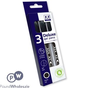 DELUXE GEL PENS BLACK 3PK