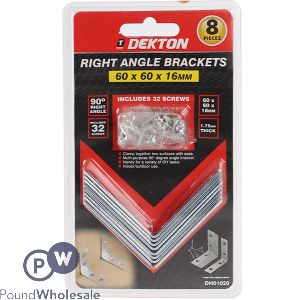 Dekton Right Angle Brackets 60mm X 60mm X 16mm 8 Pack