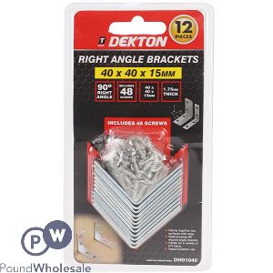 Dekton Right Angle Brackets 40mm X 40mm X 15mm 12 Pack