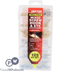 Dekton Mixed Screw Hook & Eye Assortment Mega Pack 125pc