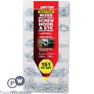 Dekton Mixed Heavy Duty Screw Hook & Eye Assortment Mega Pack 151pc