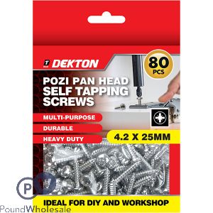 Dekton Pozi Pan Head Self Tapping Screws 4.2 X 25mm 80 Pack