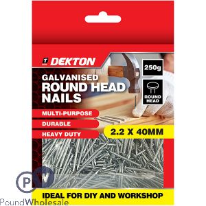 Dekton Galvanised Round Head Nails 2.2 X 40mm 250g