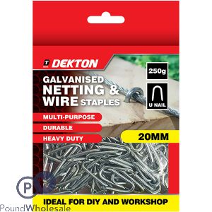Dekton Galvanised U-Nail Netting & Wire Staples 20mm 250g