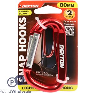 Dekton Spring-loaded Carabiner Snap Hooks 80mm 2 Pack