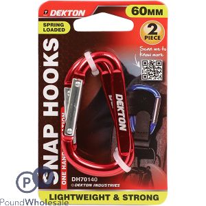Dekton Spring-loaded Carabiner Snap Hooks 60mm 2 Pack