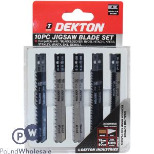 DEKTON 10 PIECE JIGSAW BLADE SET (BD-STYLE SHANK)