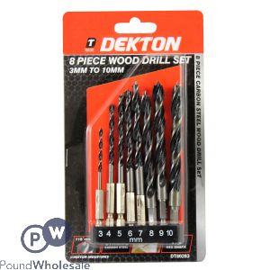 Dekton 8 Piece 1/4" Shank Wood Drill Set 3-10mm