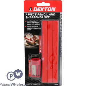 DEKTON 7 PIECE PENCIL &amp; SHARPENER SET