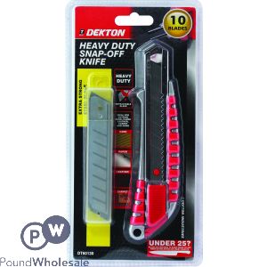 Dekton Heavy Duty Snap-off Knife & 10 Blades