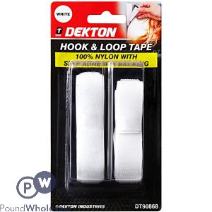 Dekton Hook & Loop Tape White 20mm X 1m