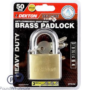 Dekton Anti-corrosive Snap Shut Brass Padlock 50mm