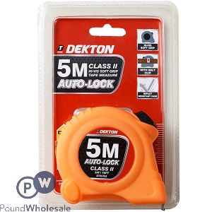 DEKTON AUTO-LOCK HI-VIS SOFT GRIP TAPE MEASURE 5M