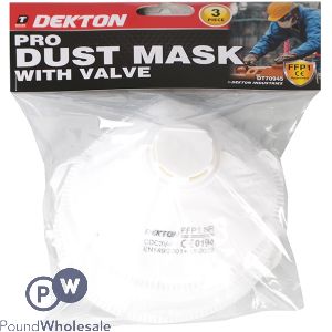 DEKTON PRO DUST MASK WITH VALVE 3PC