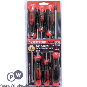 DEKTON FLAT & PHILLIPS SCREWDRIVER SET ASSORTED 6PC BLISTER CARD