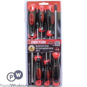 DEKTON FLAT & PHILLIPS SCREWDRIVER SET ASSORTED 6PC BLISTER CARD