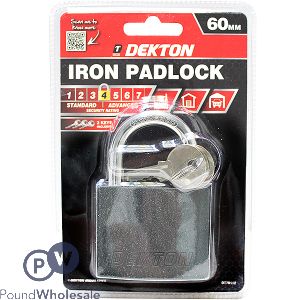 Dekton 60mm Iron Padlock With 3 Keys
