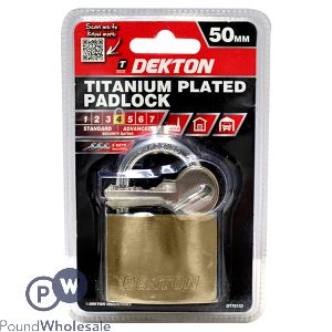 Dekton 50mm Titanium Plated Padlock With 3 Keys