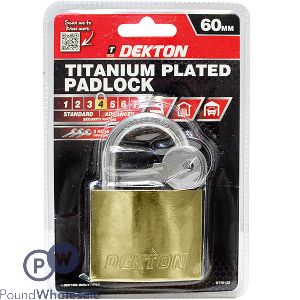 Dekton 60mm Titanium Plated Padlock With 3 Keys