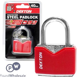 Dekton 40mm Protected Steel Padlock With 3 Keys