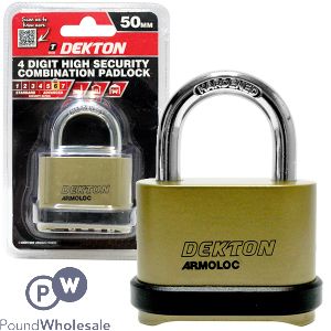 DEKTON 4 DIGIT HIGH SECURITY COMBINATION PADLOCK 50MM