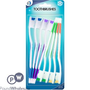 DID Assorted Colour Adult Toothbrushes 8 Pack