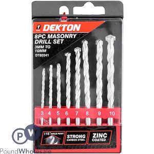 DEKTON MASONRY DRILL BIT SET 3MM-10MM 8PC