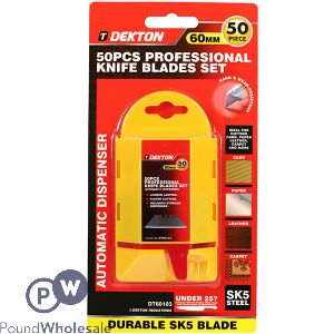Dekton Professional 60mm Knife Blades & Automatic Dispenser Set 50 Pack