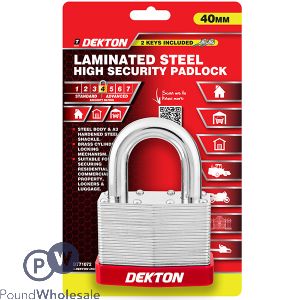 Dekton Laminated Steel High Security Padlock With 2 Keys 40mm