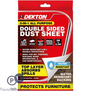 Dekton 2-in-1 All Purpose Water-resistant Double-sided Dust Sheet 3m X 2.4m