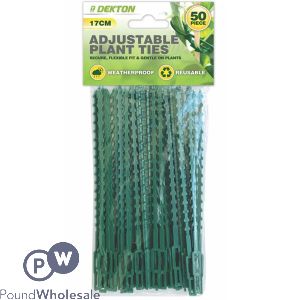 Dekton Green Adjustable Plant Ties 17cm 50 Pack