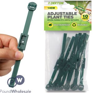 Dekton 14cm Green Adjustable Plant Ties 10 Pack