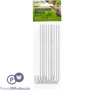 Dekton Galvanised Steel Ground Pegs 26cm 10 Pack
