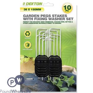 Dekton Garden Peg Stakes with Fixing Washer Set 38mm X 150mm 10pc