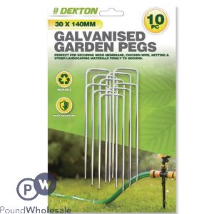 Dekton Galvanised Steel U-Shaped Garden Pegs 3cm X 14cm 10 Pack