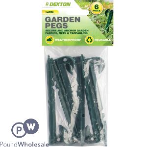 Dekton 14cm Green Plastic Garden Pegs 6 Pack
