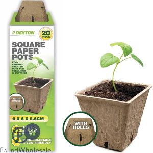 Dekton Biodegradable Square Paper Plant Pots 6cm X 5.6cm 20 Pack