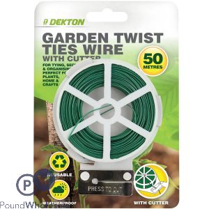 Dekton Green Garden Twist Ties Wire With Cutter 50m