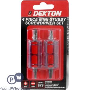 Dekton 4pc Mini Stubby Screwdriver Set 