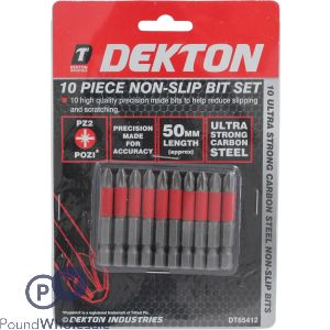 DEKTON 10PC NON-SLIP BIT SET PZ2 POZI* 50MM