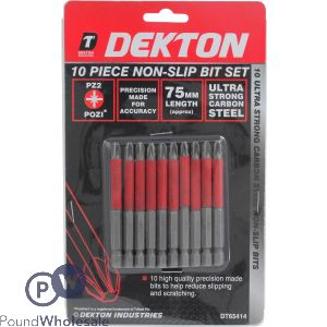 DEKTON 10PC POZI PZ2 NON-SLIP BIT SET 75mm 