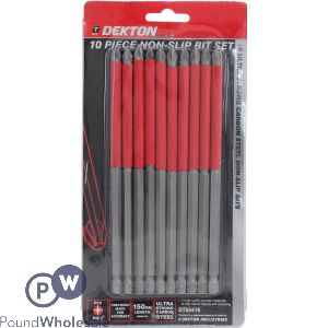 DEKTON NON-SLIP POZI PZ2 150MM BIT SET 10 PACK