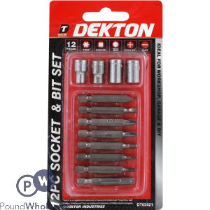 Dekton 12pc Screwdriver Bits And Sockets 