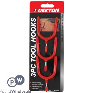 Dekton 3pc Tool Hooks 8mm With Plastic Coating